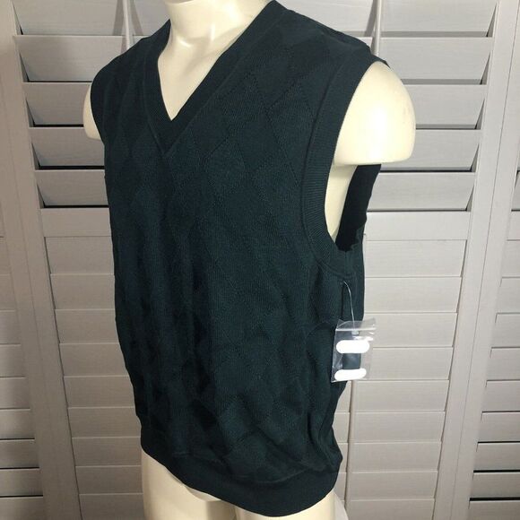 Fairway Greene Men's Pima Cotton V Neck Golf Sweater Vest Large Diamond Pattern - Picture 6 of 12